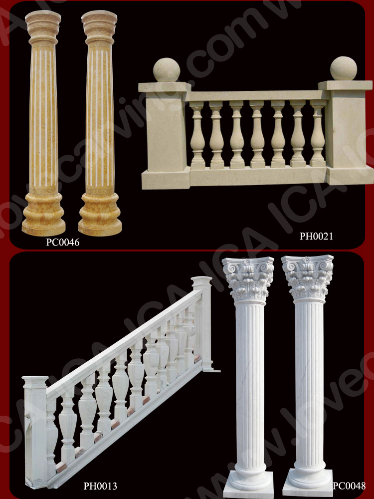 Natural carved white stone columns and stone balustrade問屋・仕入れ・卸・卸売り