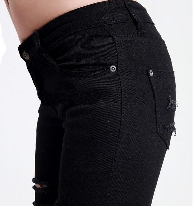 2014 Hot Fashion LadiesFemale Cotton Denim Ripped Punk Cut-out Women Black White Sexy Skinny pants Jeans Trousers WNJ002. (8)