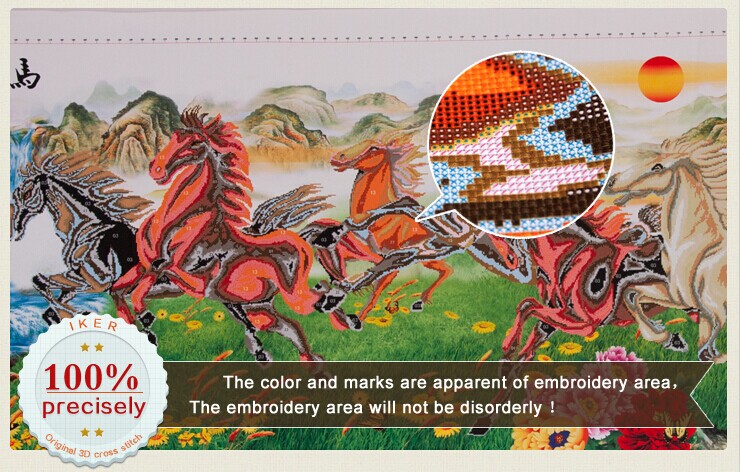 3D pretty 12CT chinese horse iker handmade cross stitch問屋・仕入れ・卸・卸売り