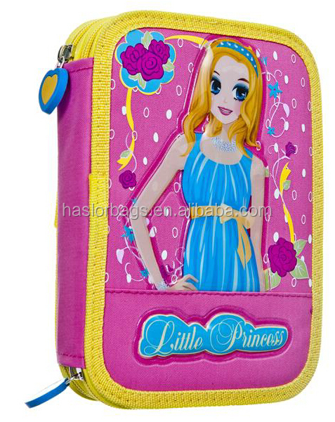 Cute Girl 2 Layers Pencil Case / Double Zipper Pencil Case for Girls