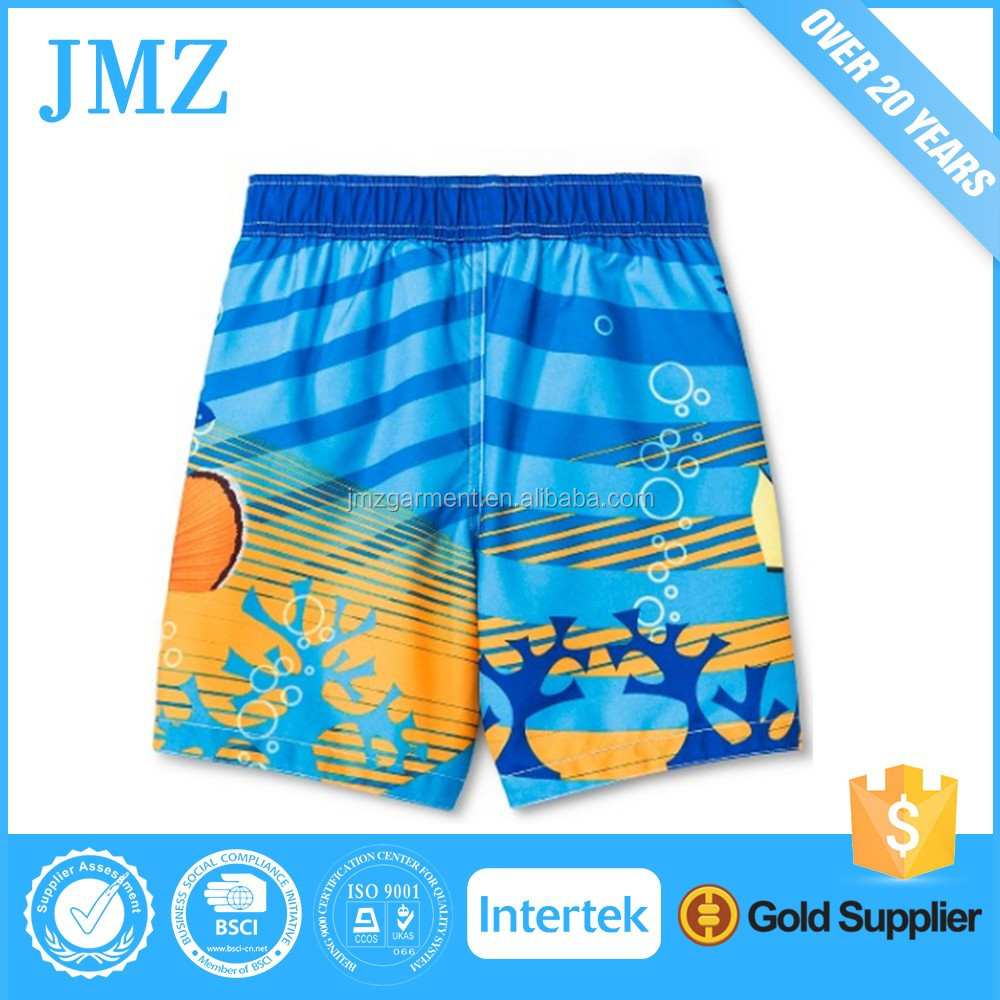 polyester cartoon custom printed swimming trunks for men