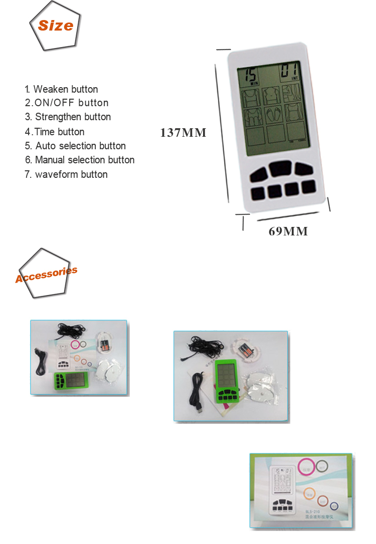 Plr-2102つの出力チャネル波形便利な電子個人的なボディマッサージ問屋・仕入れ・卸・卸売り