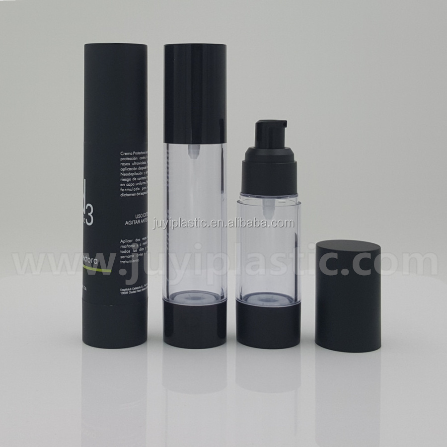 高品質e- 液体マットブラックエアレス化粧品ボトル曇らされたエアレスポンプボトル仕入れ・メーカー・工場