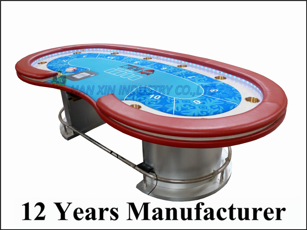 Deluxe Led Casino Texas Holdem Poker Table With Automatic Card Shuffler