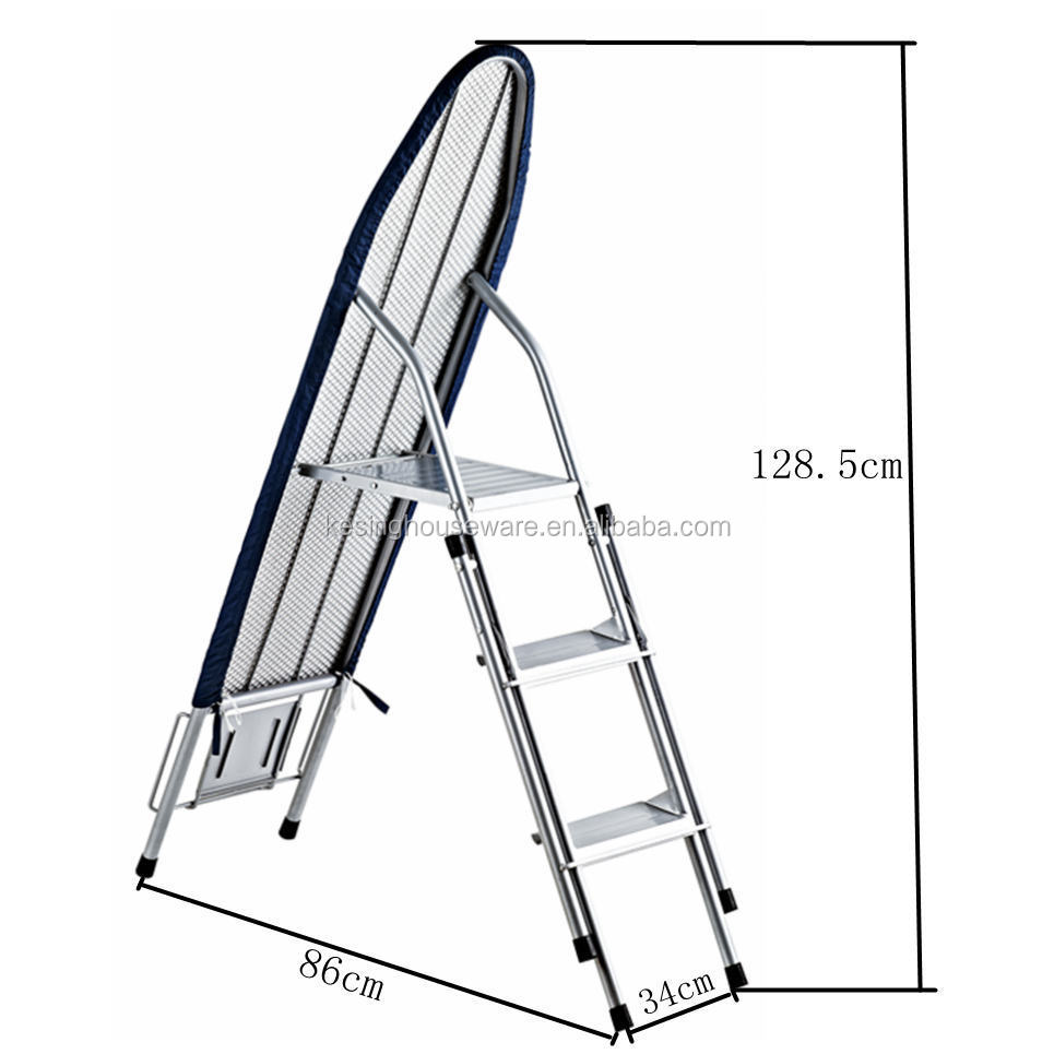 強く、 耐久性のあるスチールメッシュトップと大きな鉄の巣ステップラダー付き折りたたみアイロン台問屋・仕入れ・卸・卸売り