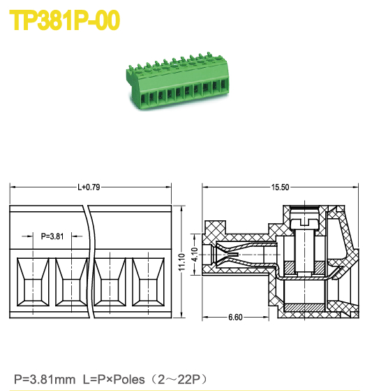 端子台コネクタピッチ3.81ミリメートル2-22p8a通信機用プラグイン可能なターミナルブロック仕入れ・メーカー・工場