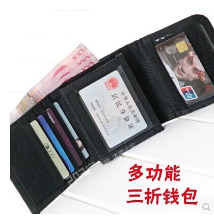 trifold male men wallet casual wallet purse sport wallet college high school student Nylon wallet with coin purse free shipping