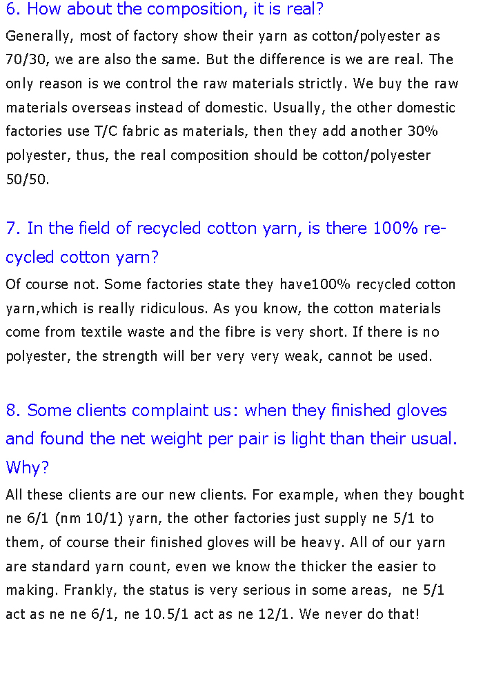 リサイクルコットン/を編むための混紡糸ポリエステル手袋の糸を作業仕入れ・メーカー・工場