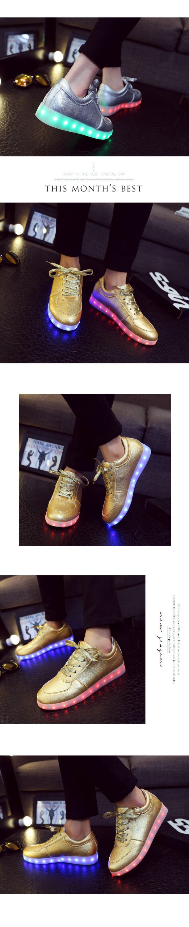 新しいファッション女性靴ledため大人schoenen男性カジュアルchaussures lumineuseライトアップ靴ファム発光金銀仕入れ・メーカー・工場