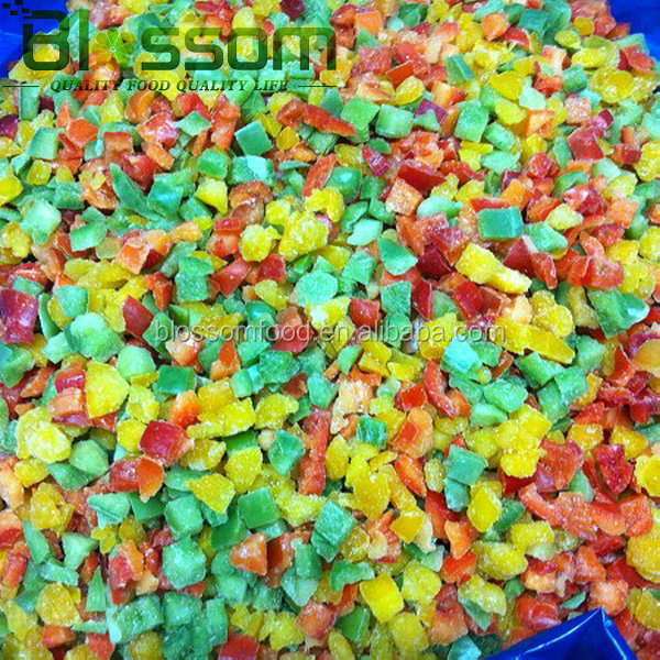 China frozen vegetables IQF red or green or yellow bell color pepper