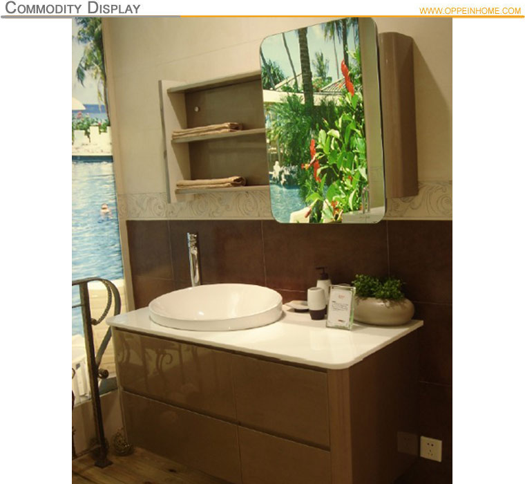 Modern High Gloss Lacquer Champagne Mirror Bathroom Wall Cabinets