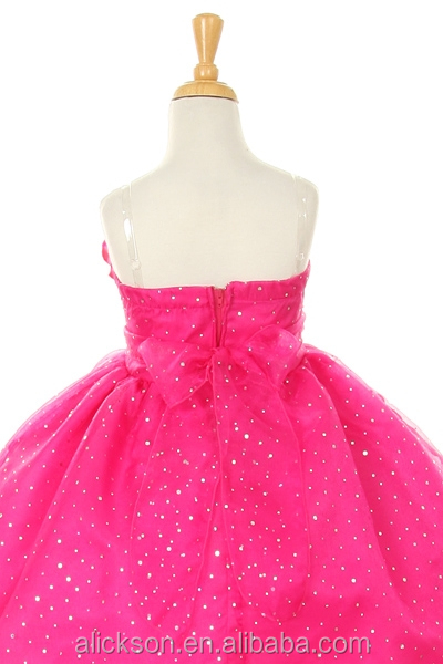 栄光ドット袖なしのビーズのストラップレスの夜会服のウェディングドレスの花女の子のための問屋・仕入れ・卸・卸売り
