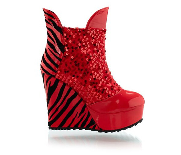 New Height Increasing Inside Warm High Heel Boots Sexy Zebra-stripe
