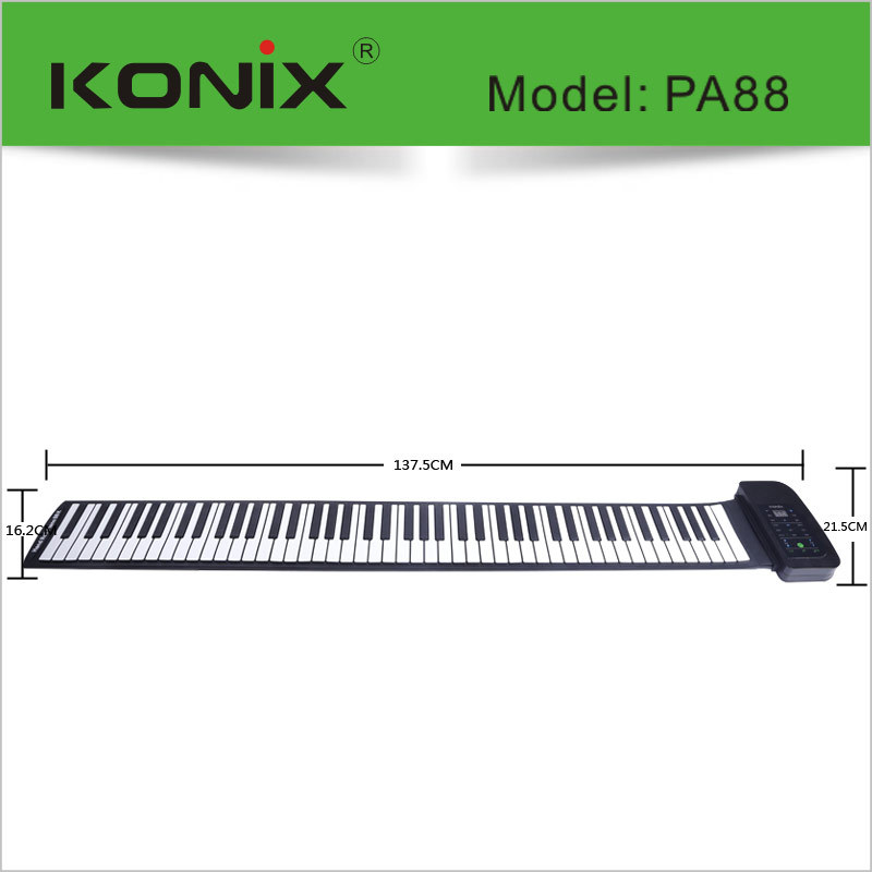 konix88鍵midi柔軟なシリコーンのキーボードピアノをロールアップサポートmp3ラウドスピーカーと入力仕入れ・メーカー・工場