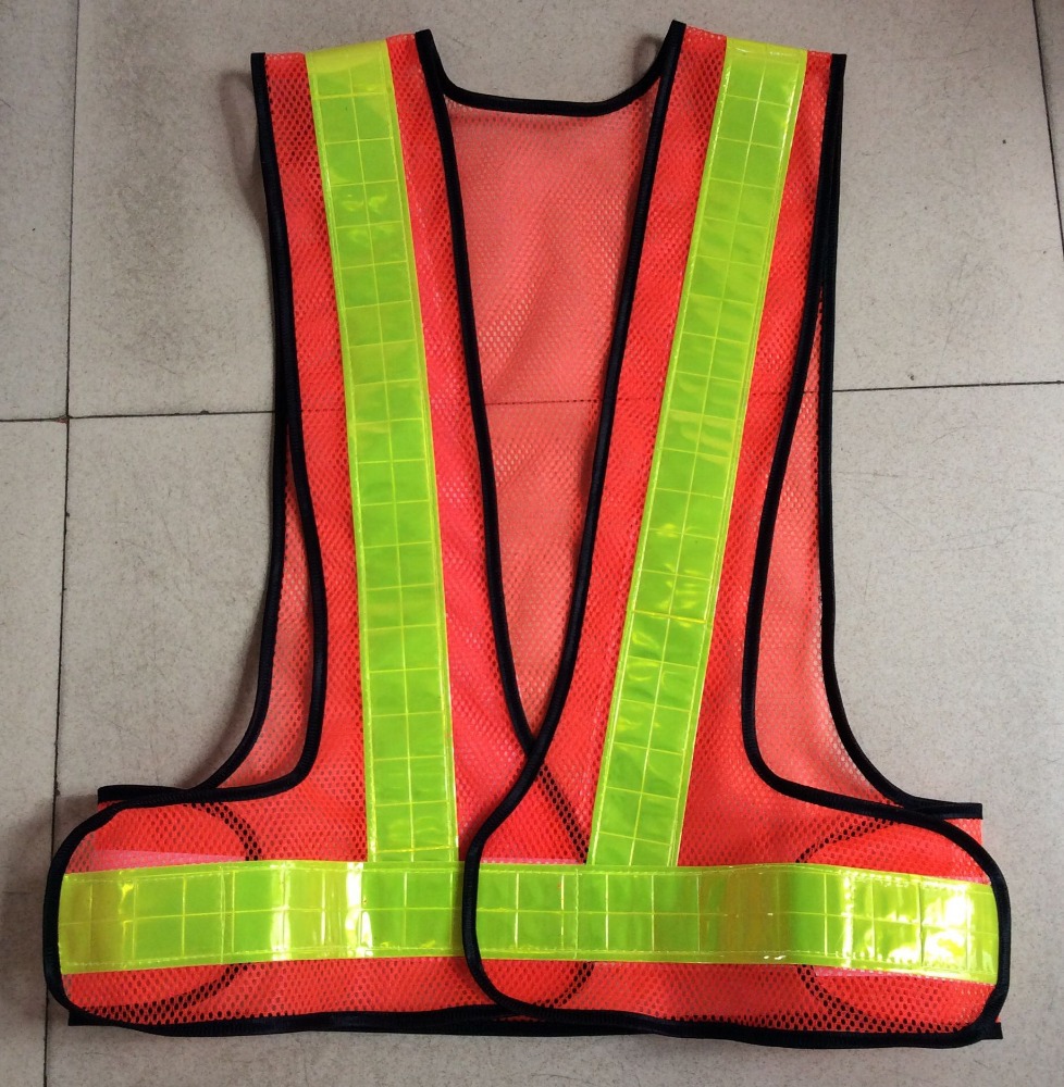 Red (orange) Mesh Light Weight Safety Vest/v Shape Pvc Reflective
