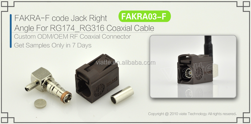 Fakra- fコードjack/メス直角rg174_rg316用同軸ケーブルのコネクター仕入れ・メーカー・工場
