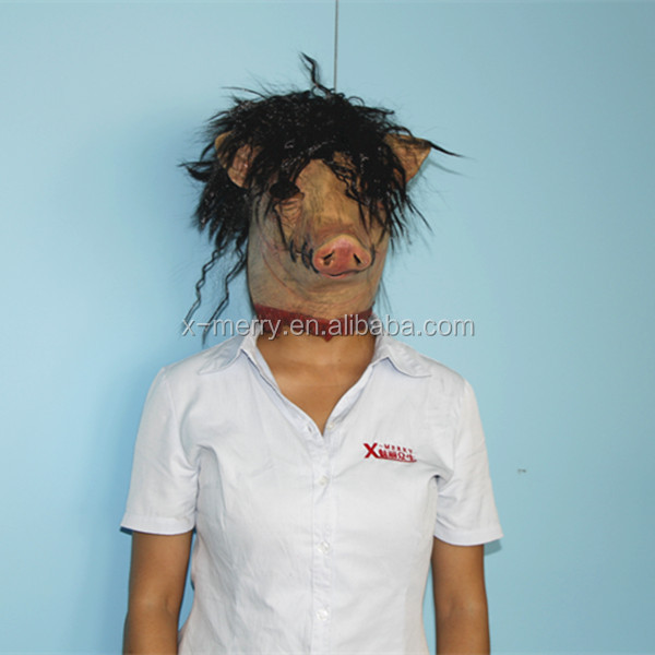 X- 陽気糸鋸ＰＩＧＭＡＳＫ-- ゴム製の動物の怖いマスク--- のためのラテックスハロウィーンマスクカーニバルパーティー仕入れ・メーカー・工場