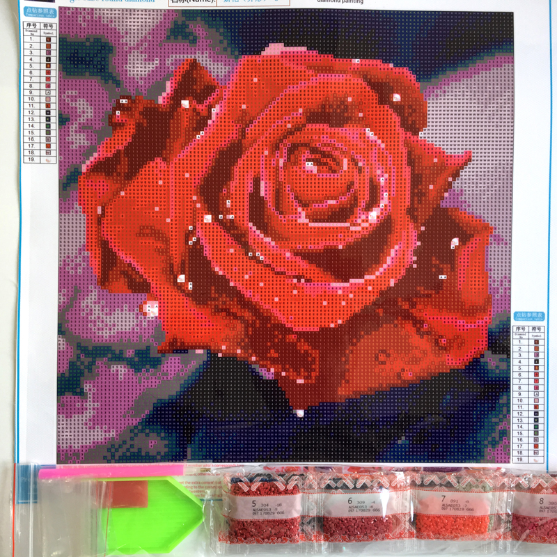 Beautiful Rose Pattern Diamond Painting Glue With Sticky Printing