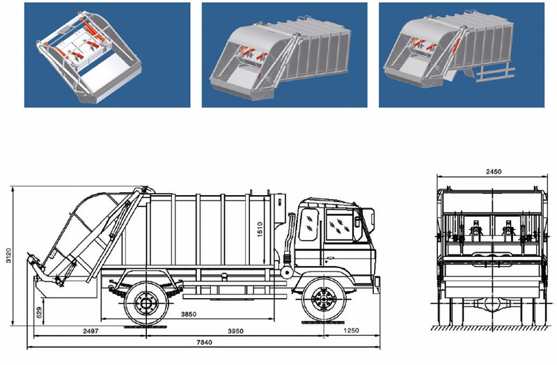Rubish Truck Garbage Truck 4X2 Compactor Garbage Truck