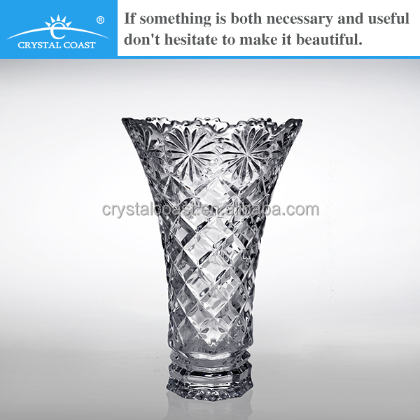 Promotional Flower Vase Crystal Bowl Sunflower Engraved Decorative