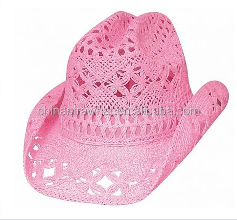 ピンク空白カウボーイ帽子用ガールレディーファッション帽子仕入れ・メーカー・工場