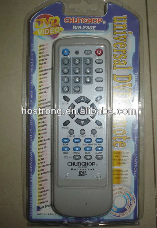 RM230E universal DVD remote control, View DVD universal remote control