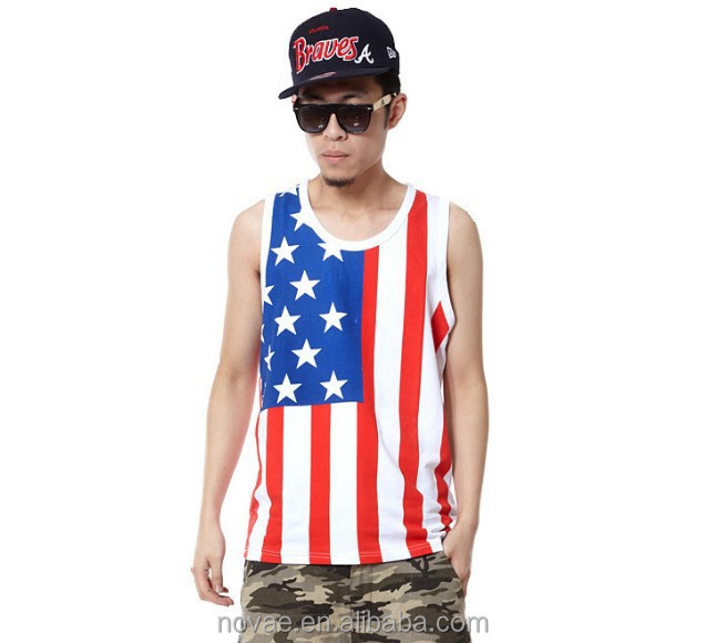 米国旗の2014年ＨＩＰＨＯＰタンクトップの男性ファッションカジュアルフラグのベスト綿問屋・仕入れ・卸・卸売り