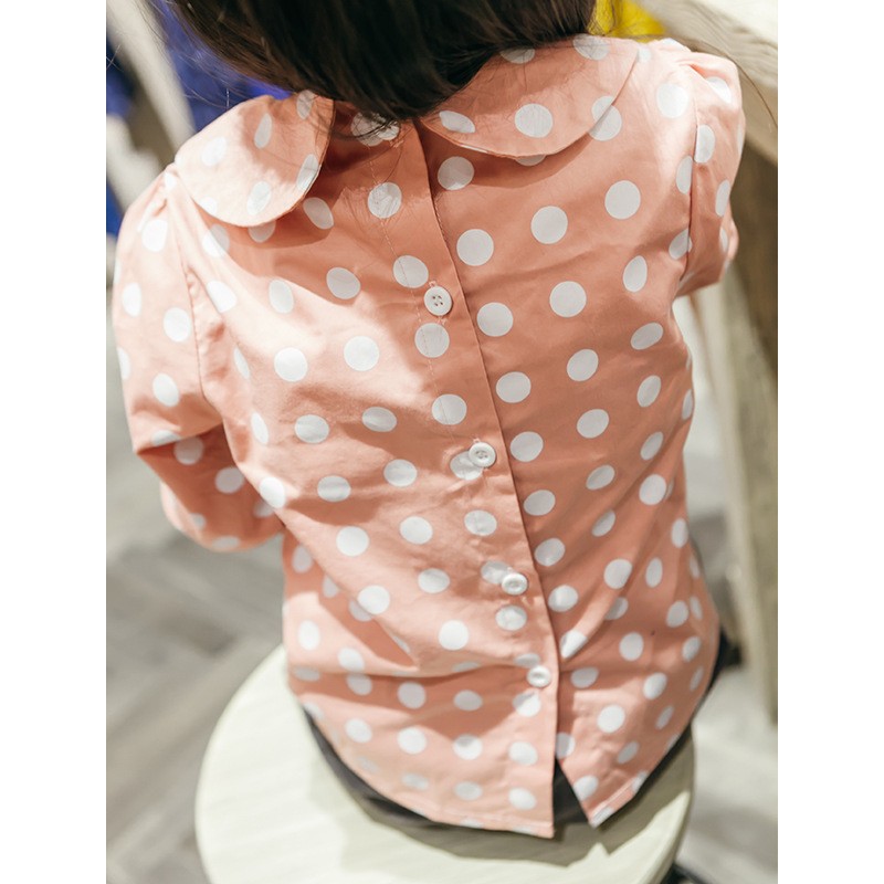 YD3236newデザイン子供シャツドットプリントかわいい女の子シャツ仕入れ・メーカー・工場