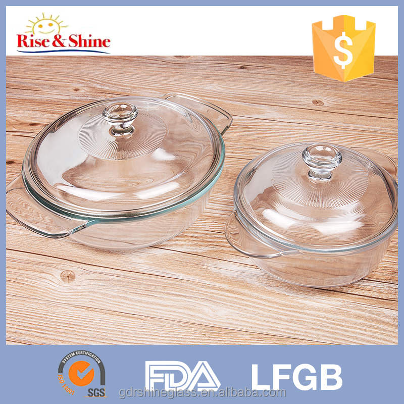 Heat Resistant Pyrex Borosilicate Glass Casserole Dishes With Lids