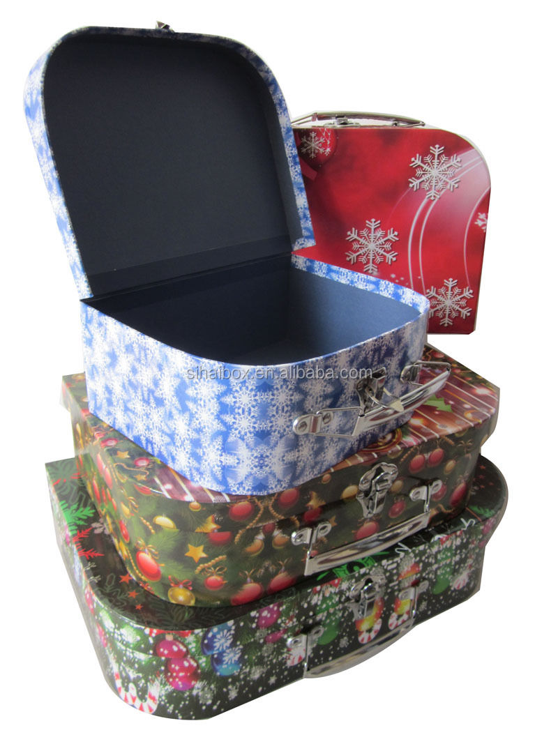 Wholesale Printed Christmas Cardboard Paper Suitcase Gift Box - Buy Suitcase,Suitcase Gift Box