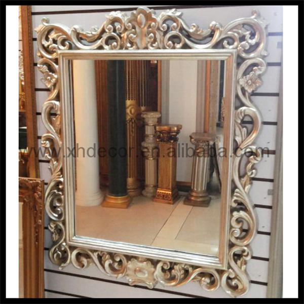Neoclassic Style Carved Rectangular Wall Mirror With Openwork