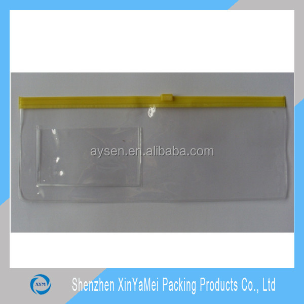 large transparent plastic zipper bag with small card holder for promotion