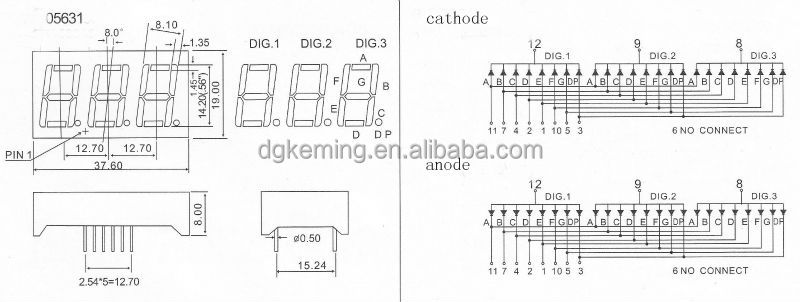 Ultra blue led module 5631as 7 segment led display 3 digits
