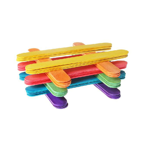 Kids Diy Handmade Crafts Color Wooden Stick Wooden Flat Building Sticks