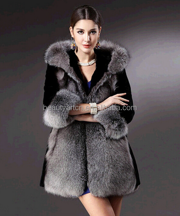 女性ミディアム- 長いフェイクの豪華な毛皮のコートジャケットキツネの毛皮のコートウサギの毛の自然な真央jh-co-182問屋・仕入れ・卸・卸売り