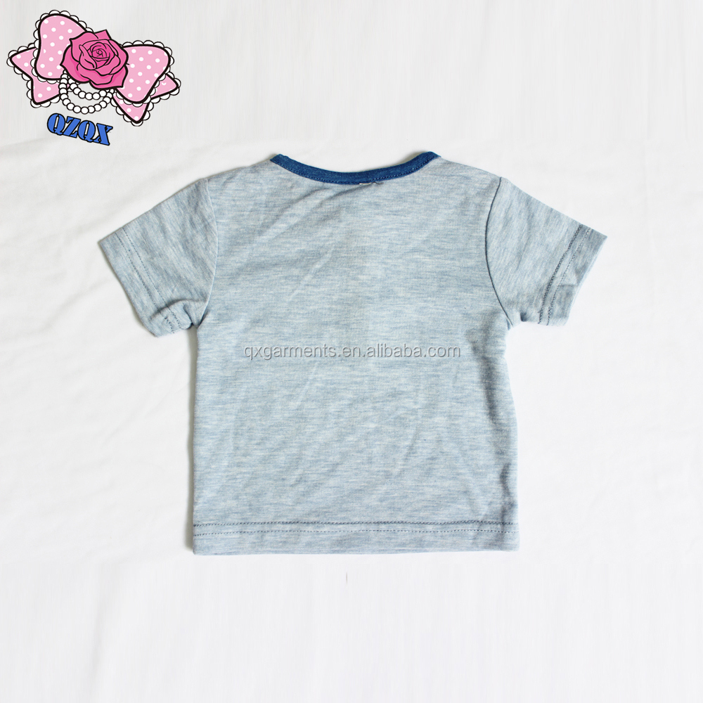 赤ちゃんの男の子のシャツの夏のtシャツ男の子の短い袖の衣類2016前面ポケットtシャツバックルプレーンtシャツ仕入れ・メーカー・工場
