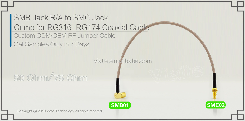 Smbジャック/メス直角smcにjack/rg316_rg174メス圧着用同軸ケーブルのコネクター仕入れ・メーカー・工場