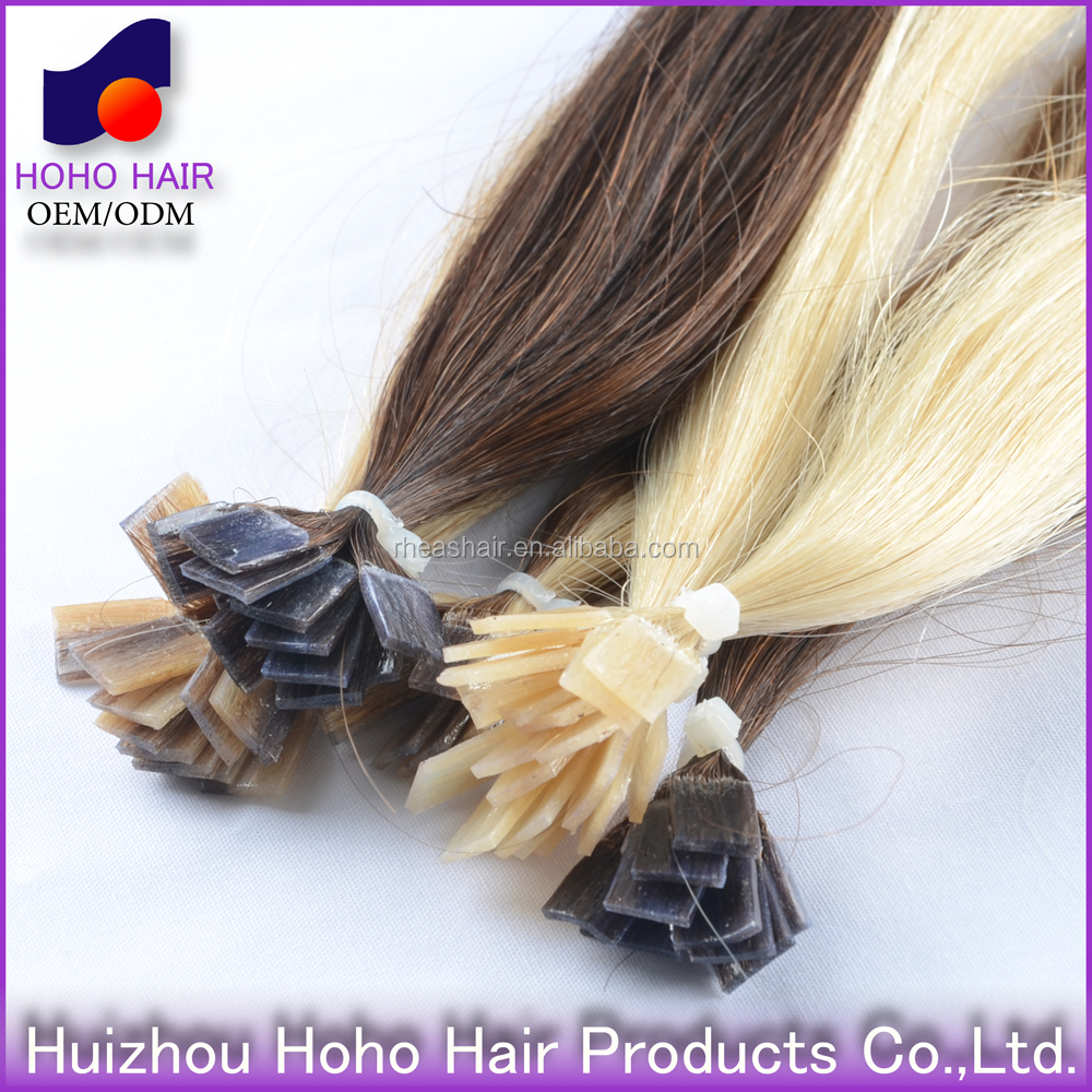 blonde color cool shining premium flat tip hair extension