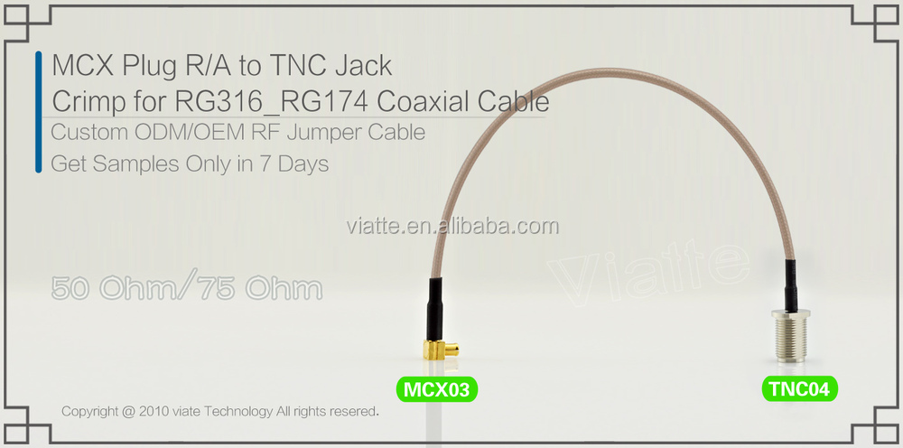 Mcxプラグ/maler/aにtncジャック/rg316_rg174メス圧着同軸ケーブルのコネクタのための仕入れ・メーカー・工場