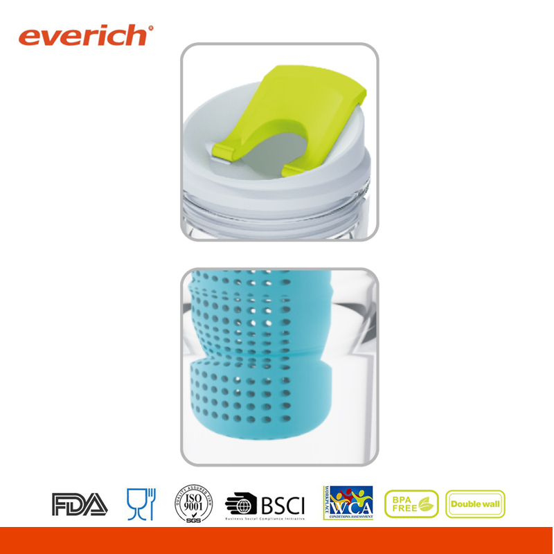 everich16オンスダブルウォールコポリエステルプラスチック水ボトル注入器とフリップリッドには実仕入れ・メーカー・工場