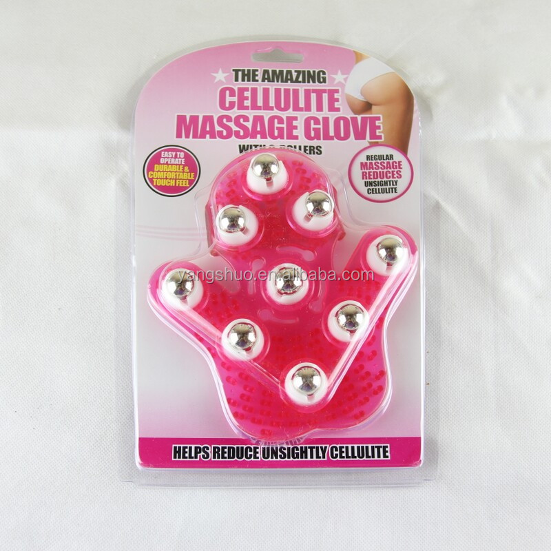 MH9001 Yangshuo 2014 Rotating Ball Massage Glove 9 steel ball Body roller Massager