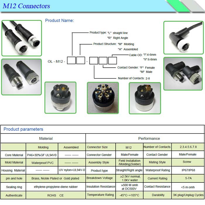 オスメス丸型ip67m12コネクタ5ピン仕入れ・メーカー・工場