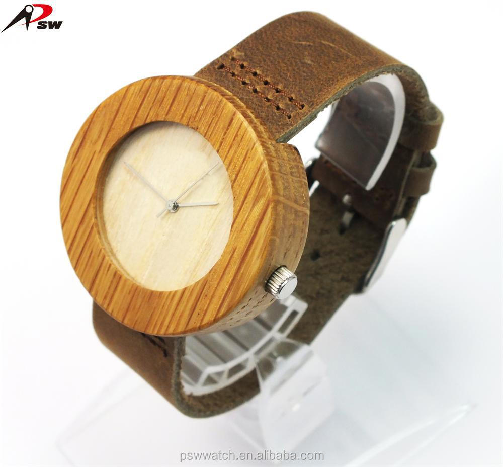 Genuine leather bamboo watches custom watches for men and women