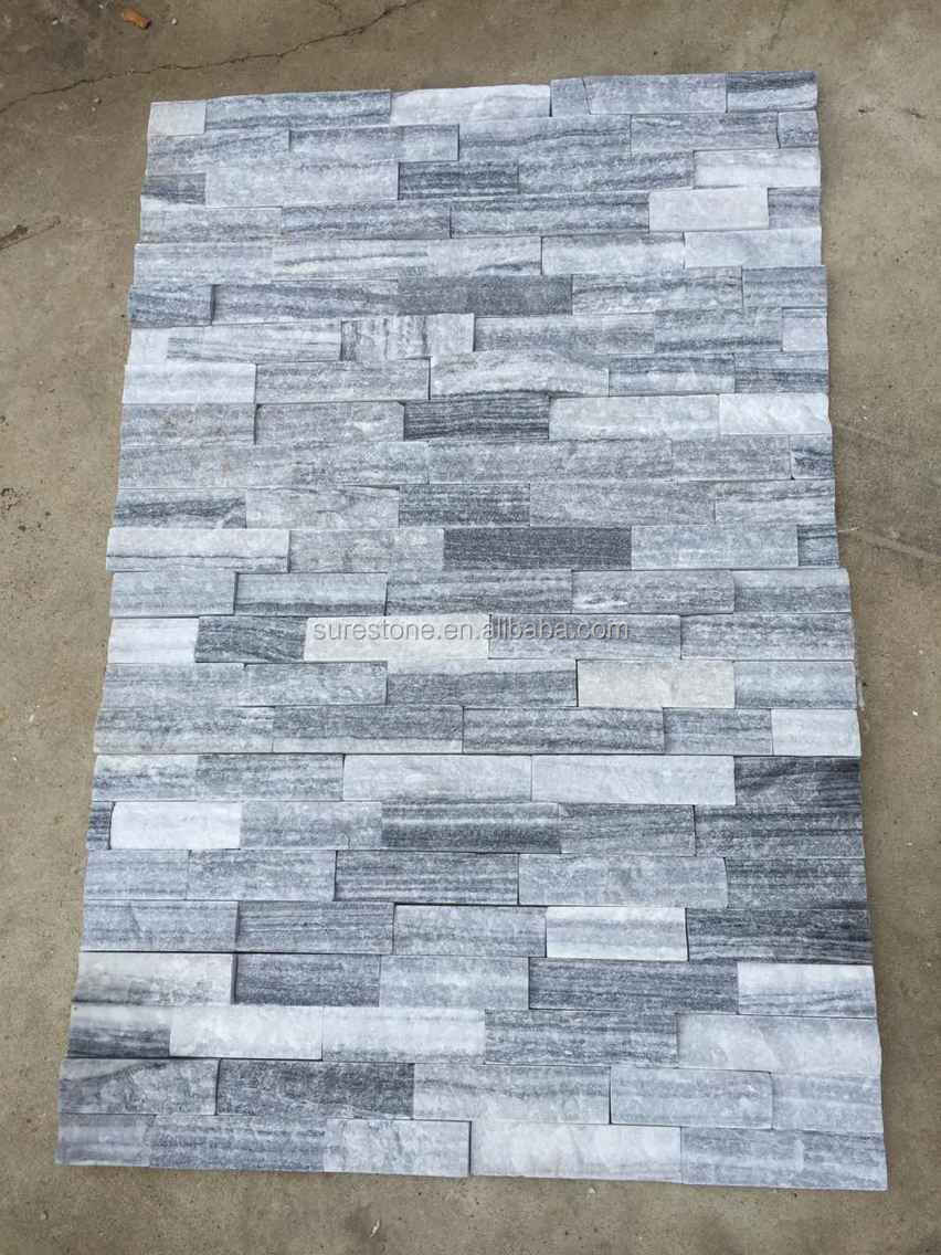 Naturale nero nuvoloso quarzo bianco rivestimento della parete ...