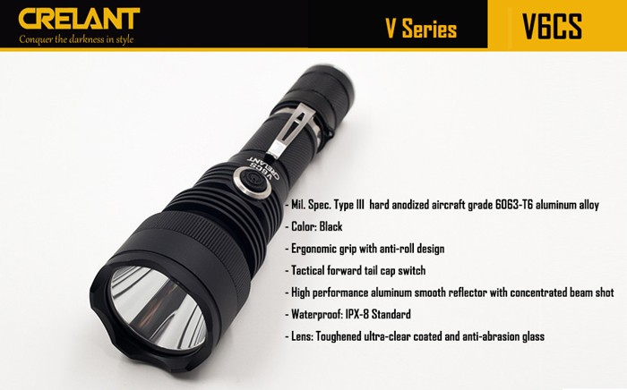 Crelant V6CS 10 ワット cree クール/中立xm-l2 led 960 ルーメン無電極調光led戦術懐中電灯仕入れ・メーカー・工場