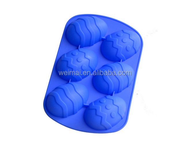 6 Even Easter Egg Shaped Silicone Bakeware
