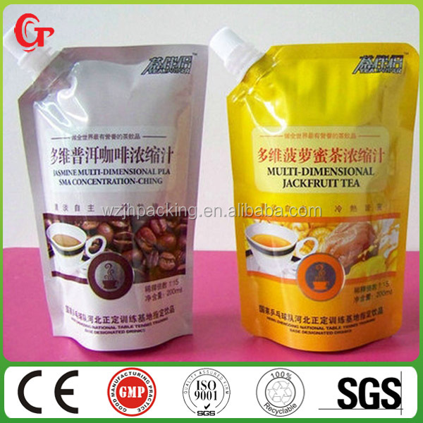 custom design fess tea bag with spout
