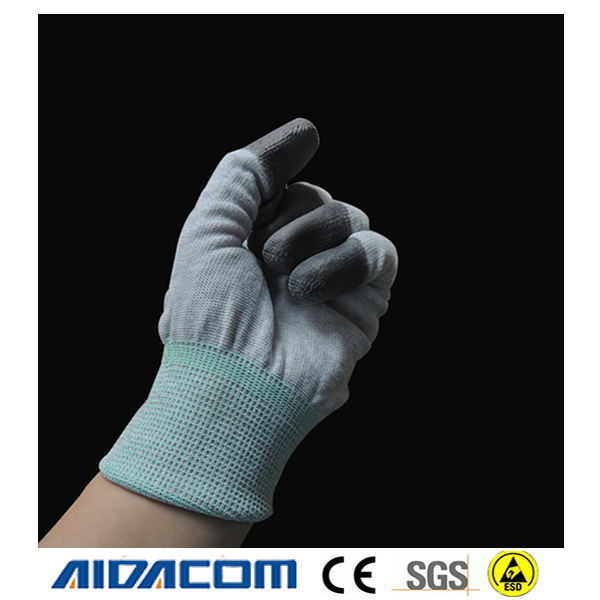 en388、 炭素繊維ナイロントップフィットpuのesd手袋仕入れ・メーカー・工場