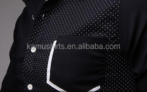 スリムフィットドレスシャツ最新のコントラスト男性用デザインのシャツ長袖メンズシャツ仕入れ・メーカー・工場