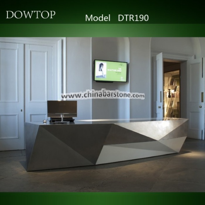 Contemporary Polygon Acrylic Solid Surface White Reception Desk